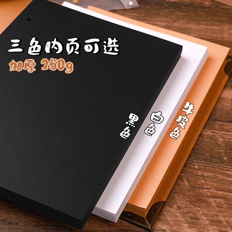 Loose-Leaf Hand Account Book Retro A4 Diary Growth Record Po Book Metal Ring Buckle Removable Replacement Core Notebook - Image 3